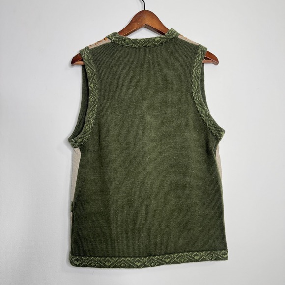 Northern Reflections Vest Women M Green Woodland Owl Sweater Earthy Fall Teacher - Picture 7 of 9